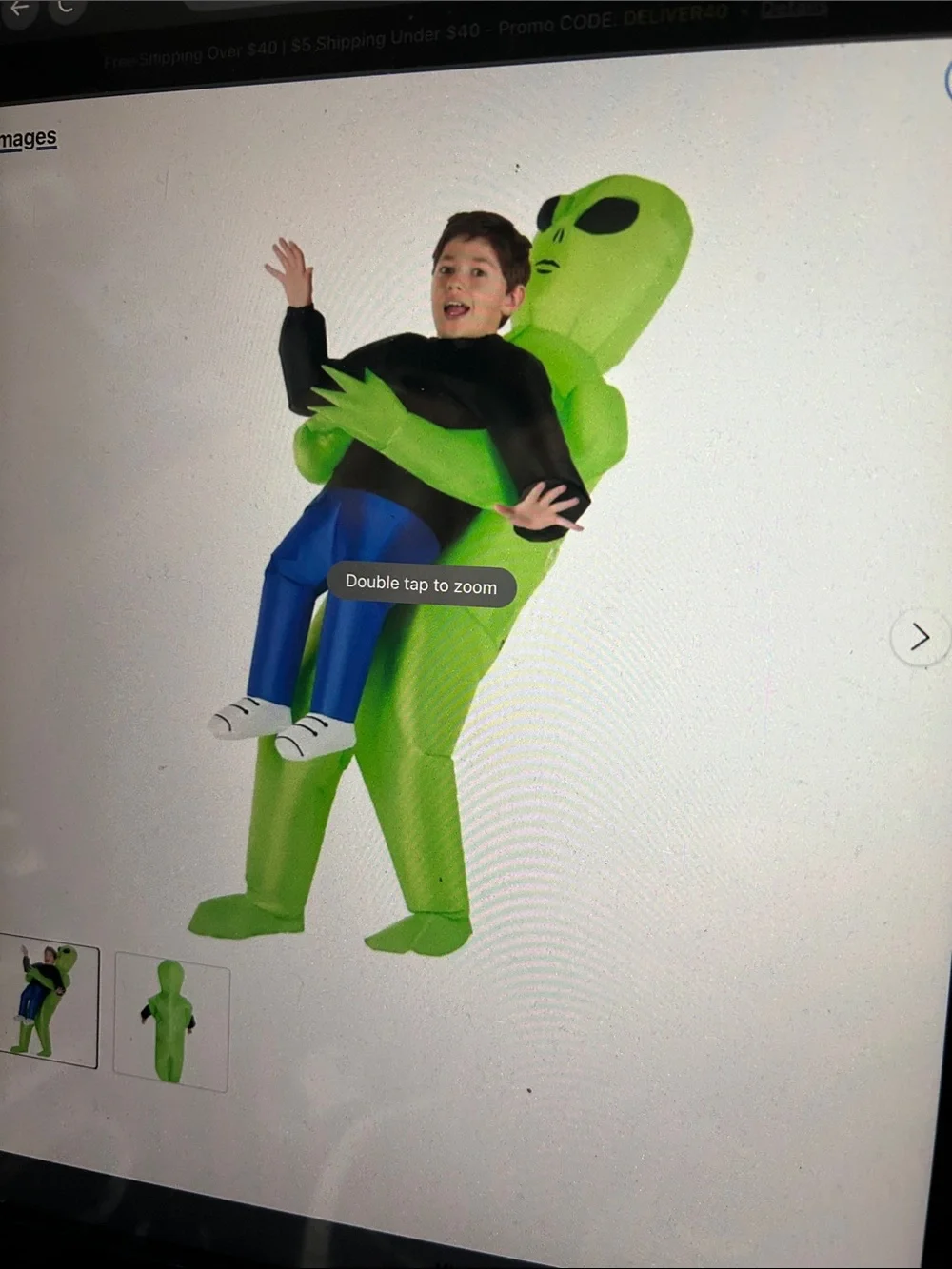 Kids Alien Carry-Me Costume - Green and Black